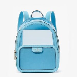 ♠️Kate Spade Clare Clear See Through Stadium Backpack, Blue Agate Multi NWT